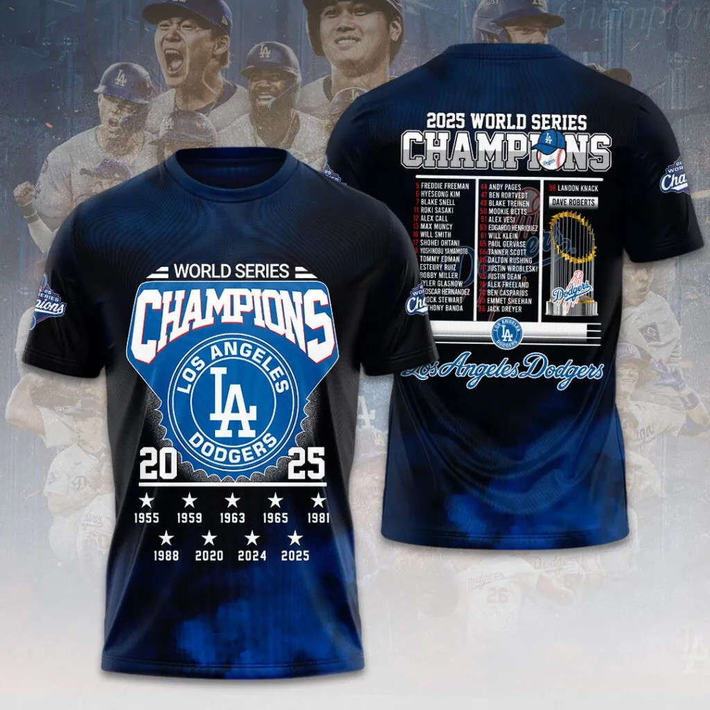 Los Angeles Dodgers 2025 World Series Champions T-Shirt LAD Merch Gifts For Baseball Lovers-1