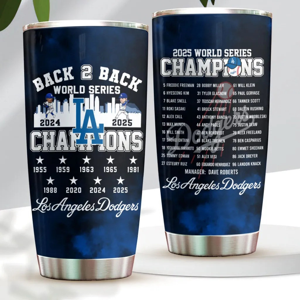 Los Angeles Dodgers 2025 World Series Champions Tumbler Dodgers Merch Best Gifts For Baseball Fans-1