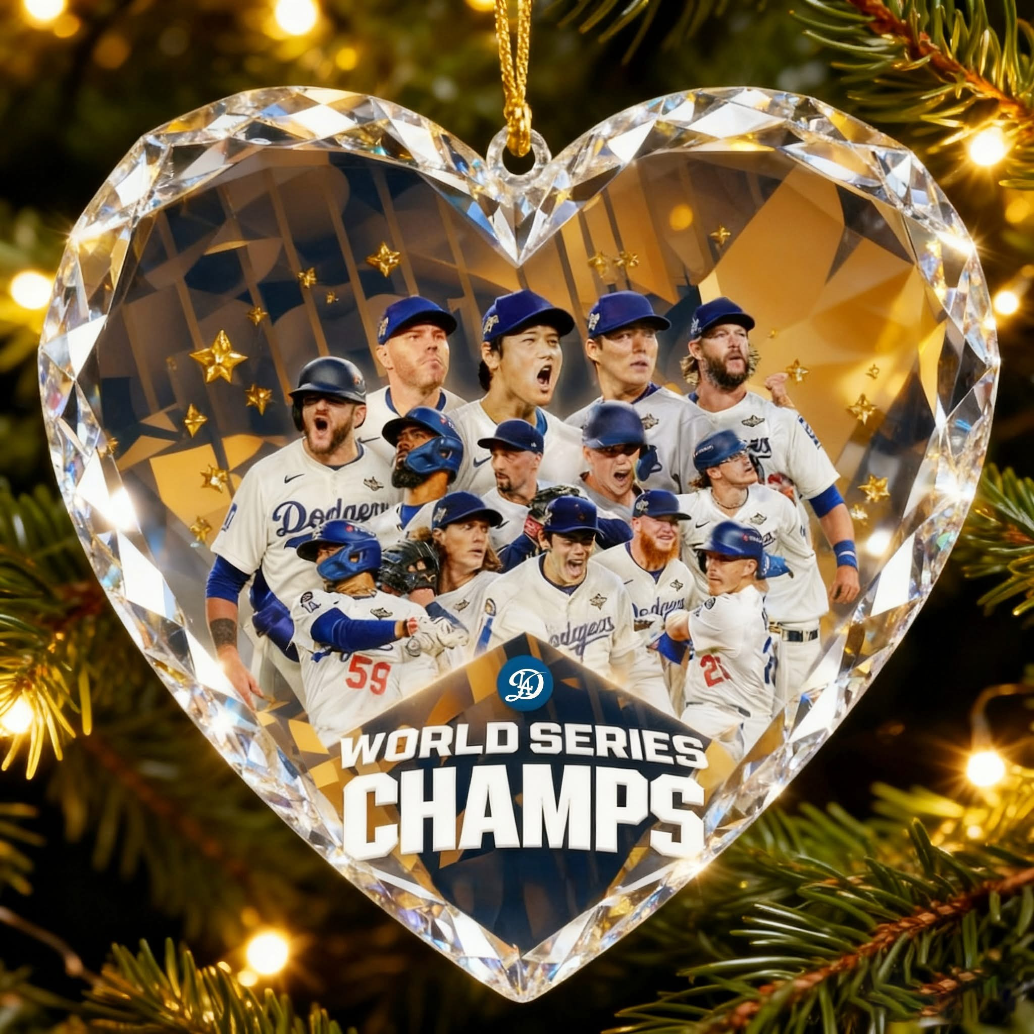 Los Angeles Dodgers Back To Back Champions Ornament Heart Shaped Dodgers World Series Merch 2025-1