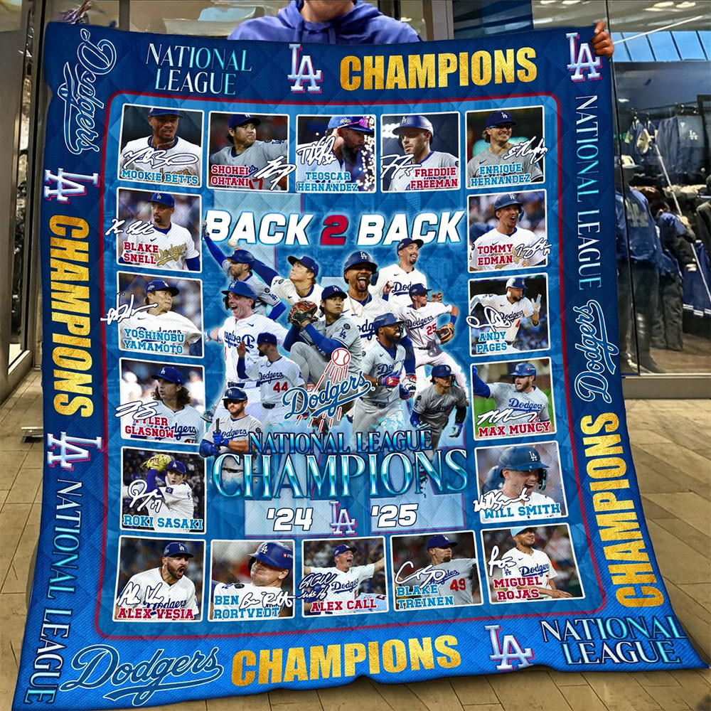 Los Angeles Dodgers Blanket 2025 National League Champions Back 2 Back Merch LA Dodgers Gifts-1
