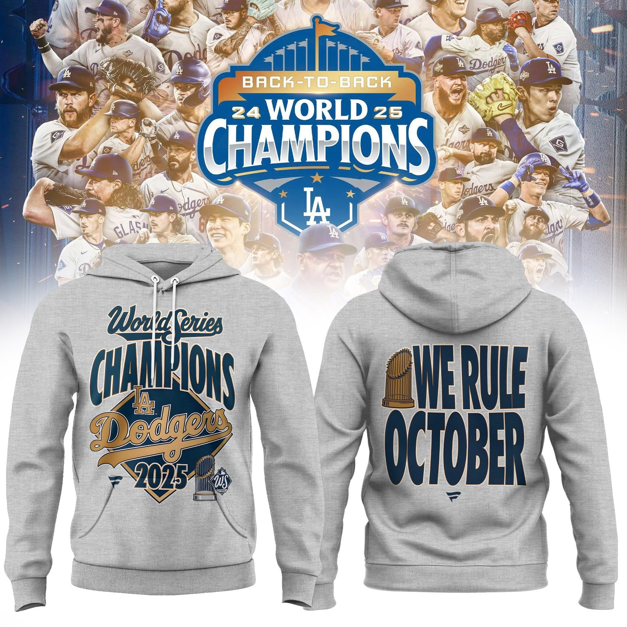Los Angeles Dodgers Champions World Series 2025 Hoodie Dodgers Championship Merch Clothing-1