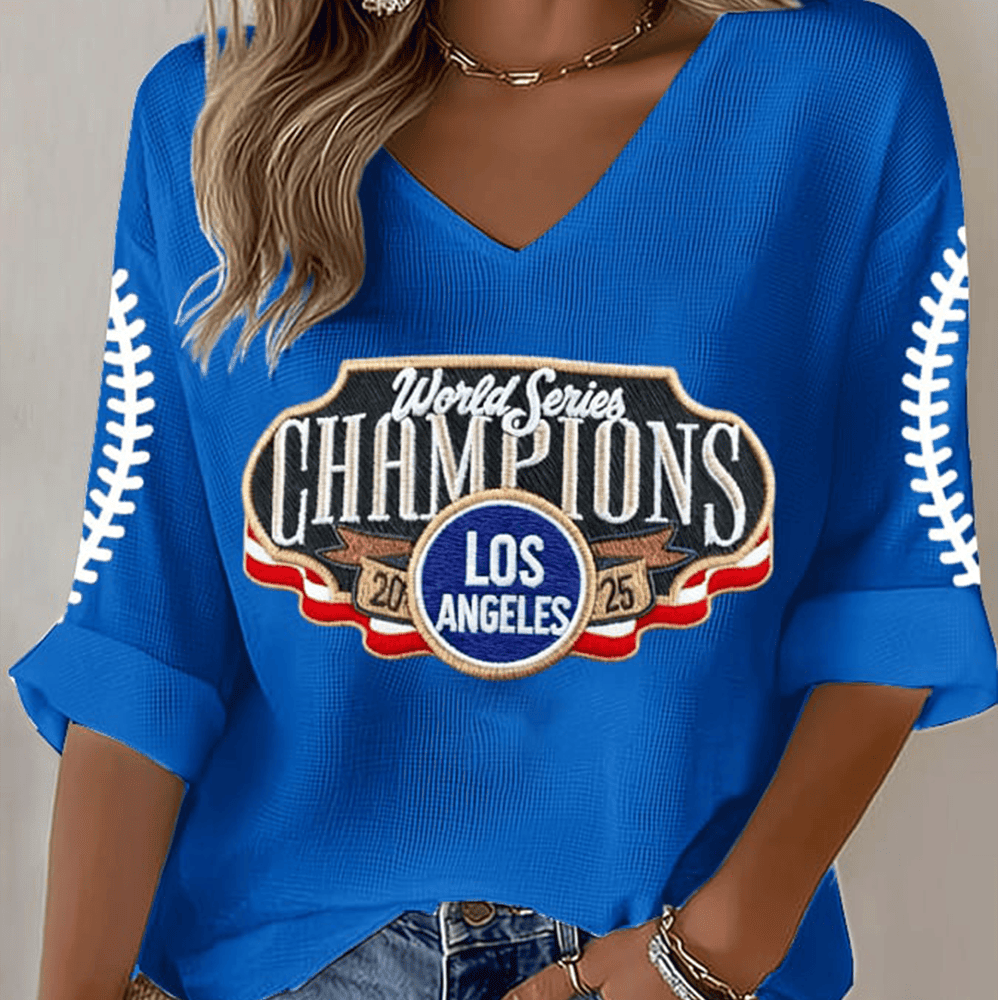 Los Angeles Dodgers Champs 2025 V-Neck Long Sleeve Dodgers Champions Merch Gift Ideas-1