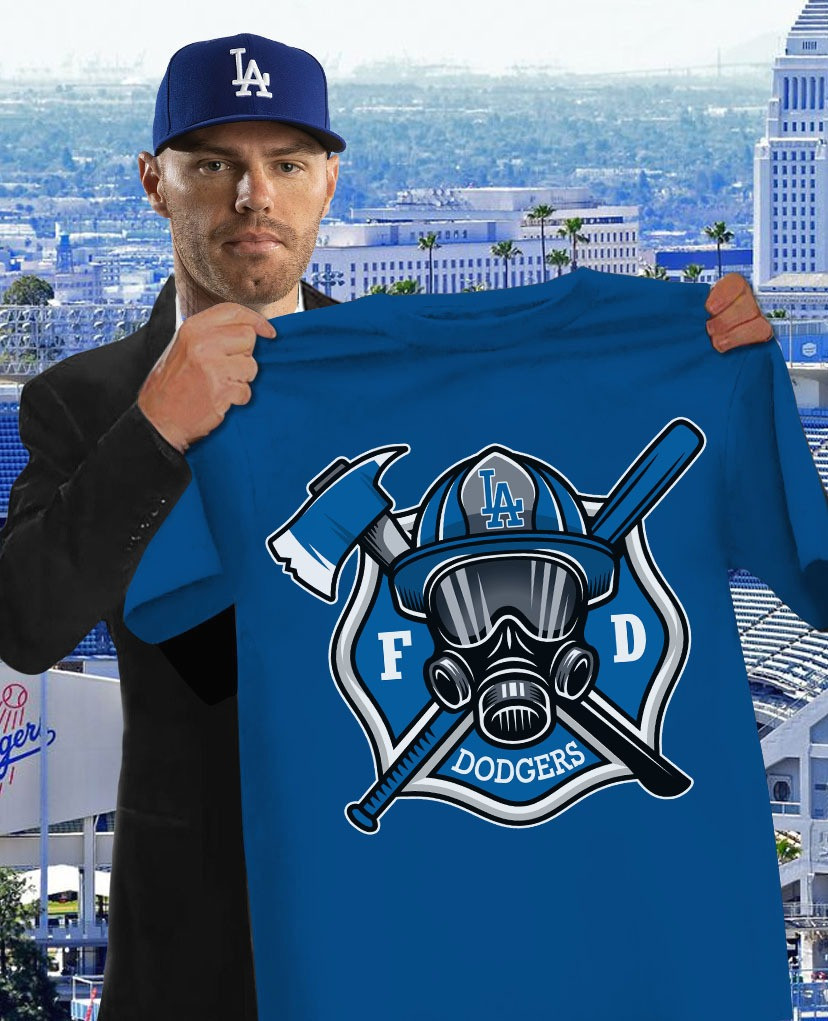 Los Angeles Dodgers Firefighter Fire Dept T-Shirt Honor Fireman Gifts For Dodgers Fans-1