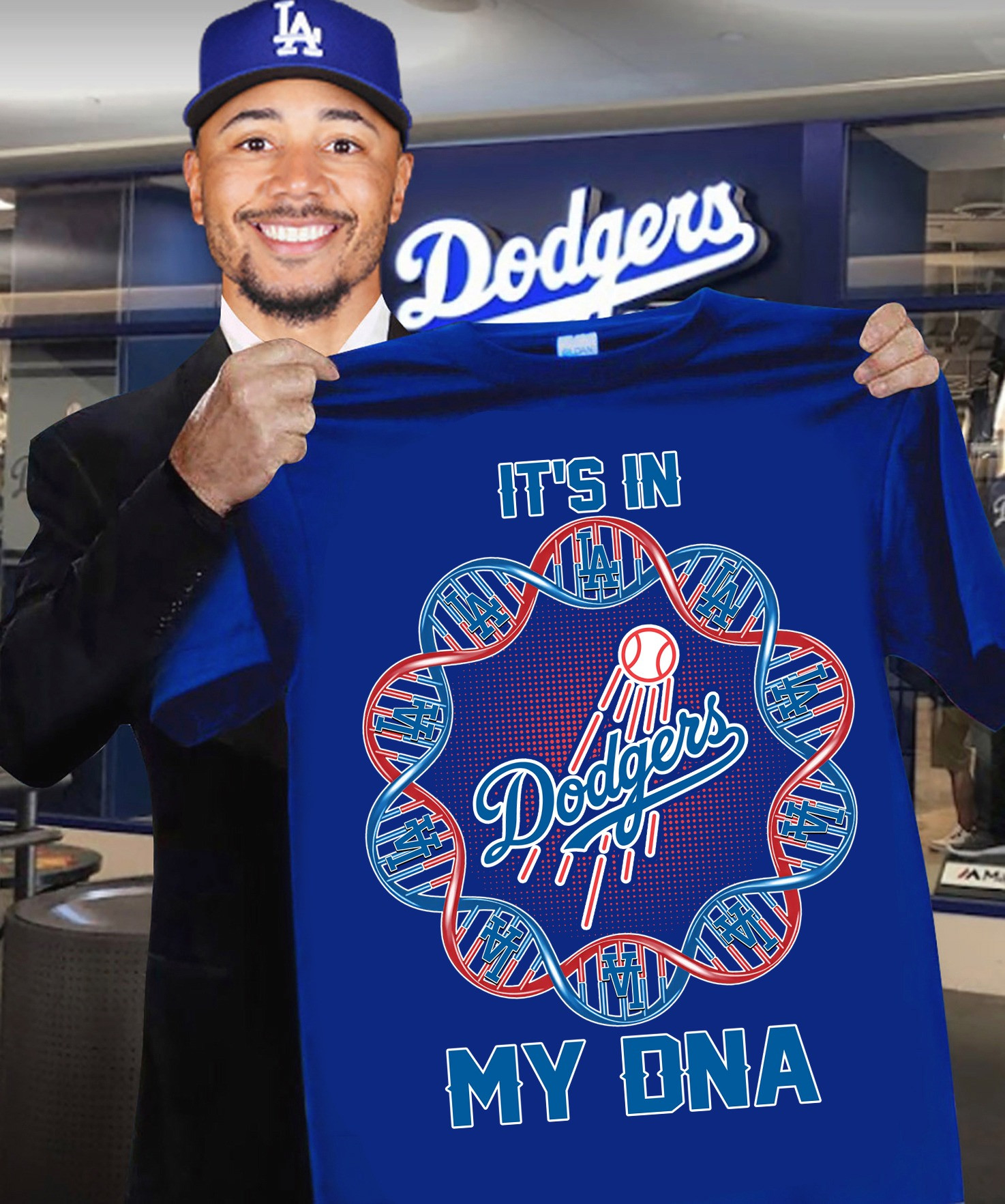 Los Angeles Dodgers It's In My DNA T-Shirt Dodgers Fans Merch Father's Day Gift Ideas-1