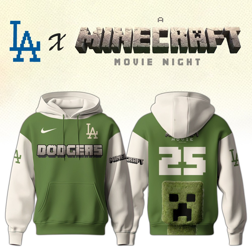 Los Angeles Dodgers MLB x A MINECRAFT MOVIE Night Hoodie Unique Gifts Baseball Fans-1