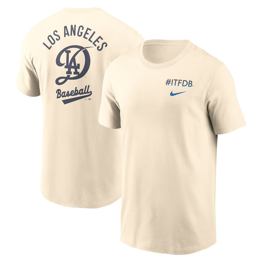 Los Angeles Dodgers Nike Cream 2025 City Connect T-Shirt ITFDB Gifts For Dodgers Fans-1