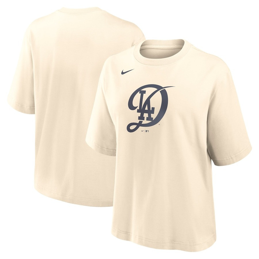 Los Angeles Dodgers Nike Natural City Connect Logo Boxy T-Shirt Women's Fan Gifts For Her-1