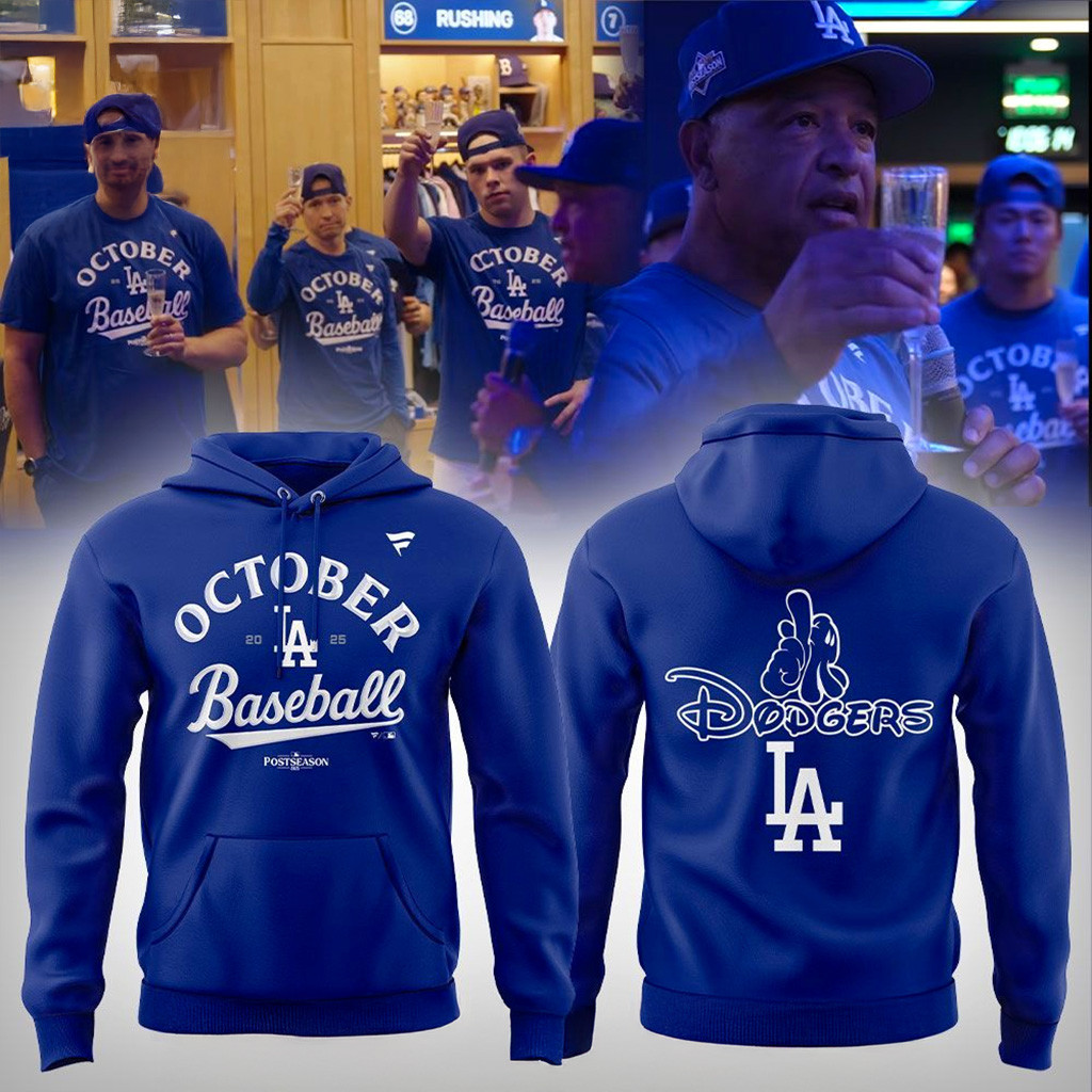 Los Angeles Dodgers October Baseball 2025 Hoodie Dodgers Merch Gift For Dad-1