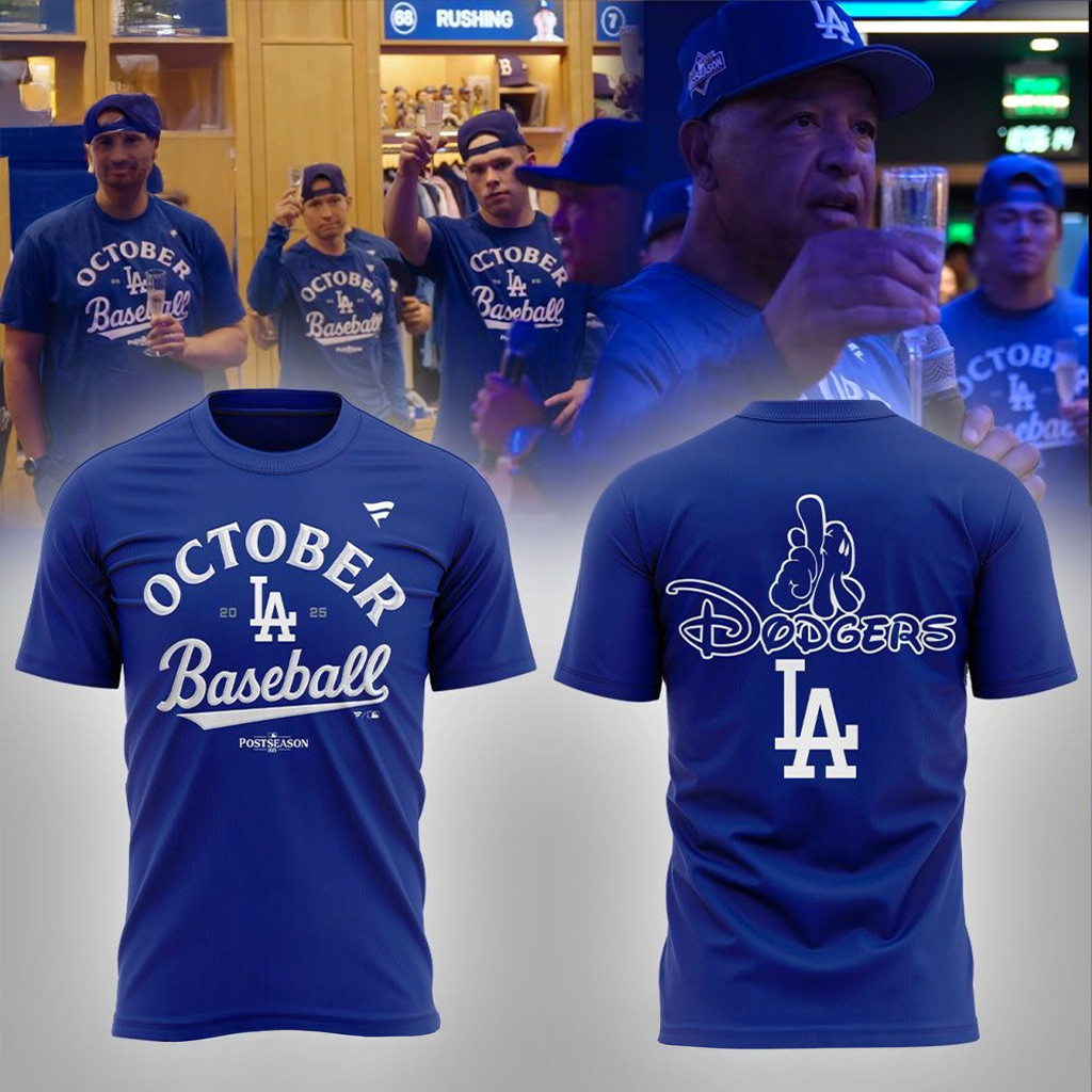 Los Angeles Dodgers October Baseball 2025 T-Shirt Dodgers Merch Gift For Husband-1