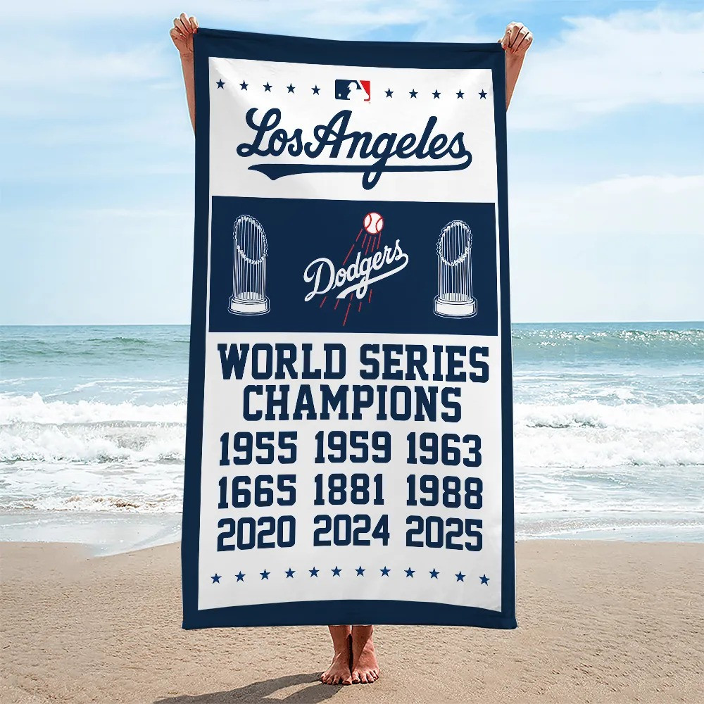 Los Angeles Dodgers Rectangle Beach Towel World Series Champions La Dodgers Gifts-1