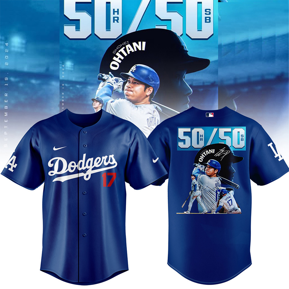 Los Angeles Dodgers Shohei Ohtani 50 50 Club 17 Jersey Dodgers World Series Merch Gifts-1
