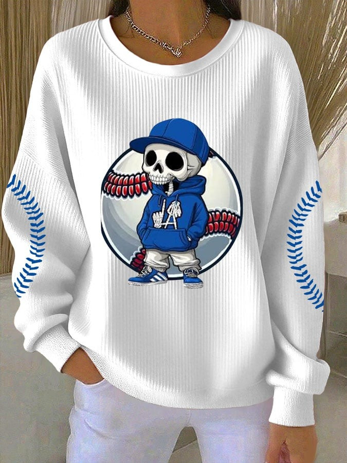 Los Angeles Dodgers Skeleton Boy Sweatshirt Baseball Game Day Gifts For Dodgers Fans For Her-1