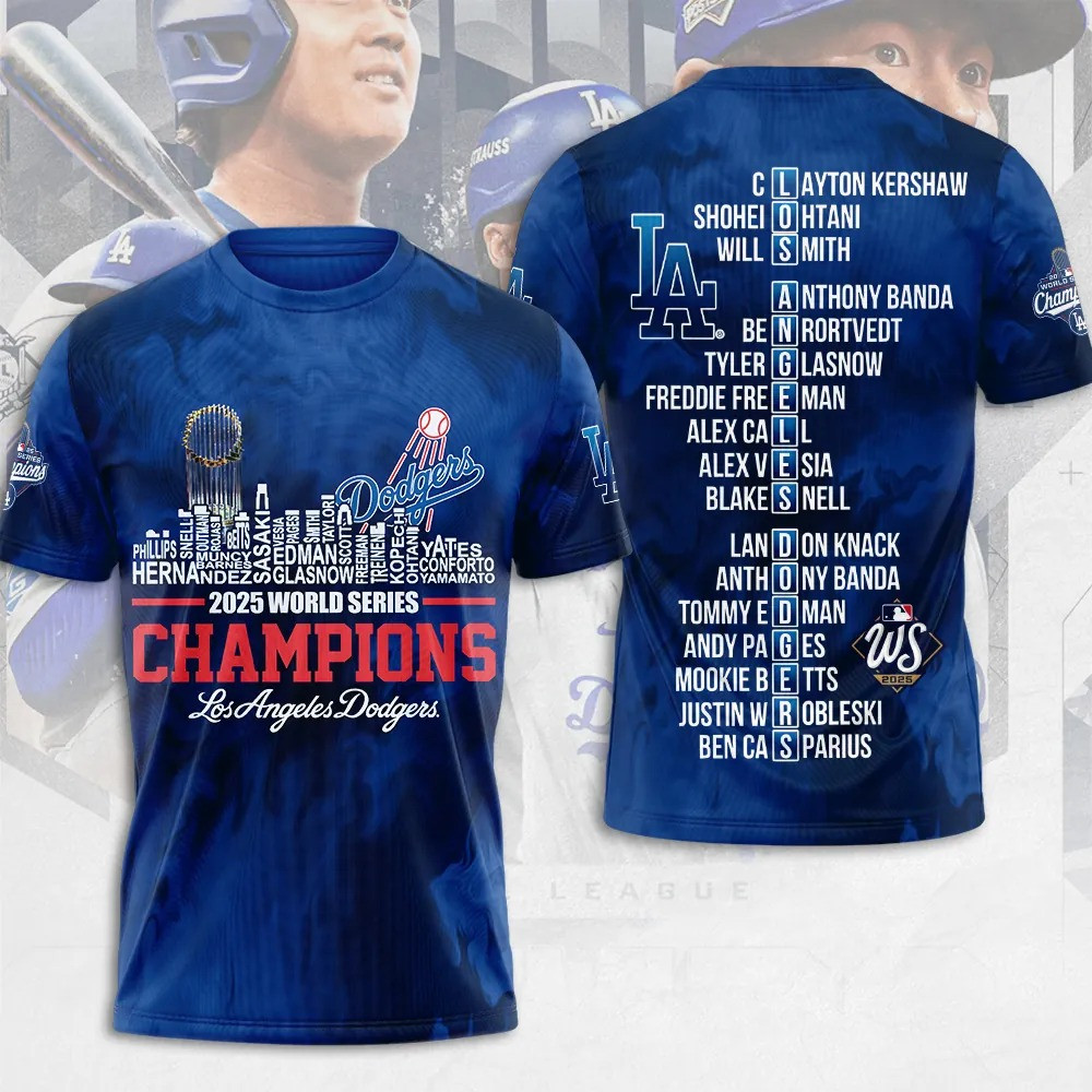 Los Angeles Dodgers World Series 2025 T-Shirt Dodgers Merch Christmas Gift Ideas For Dad-1