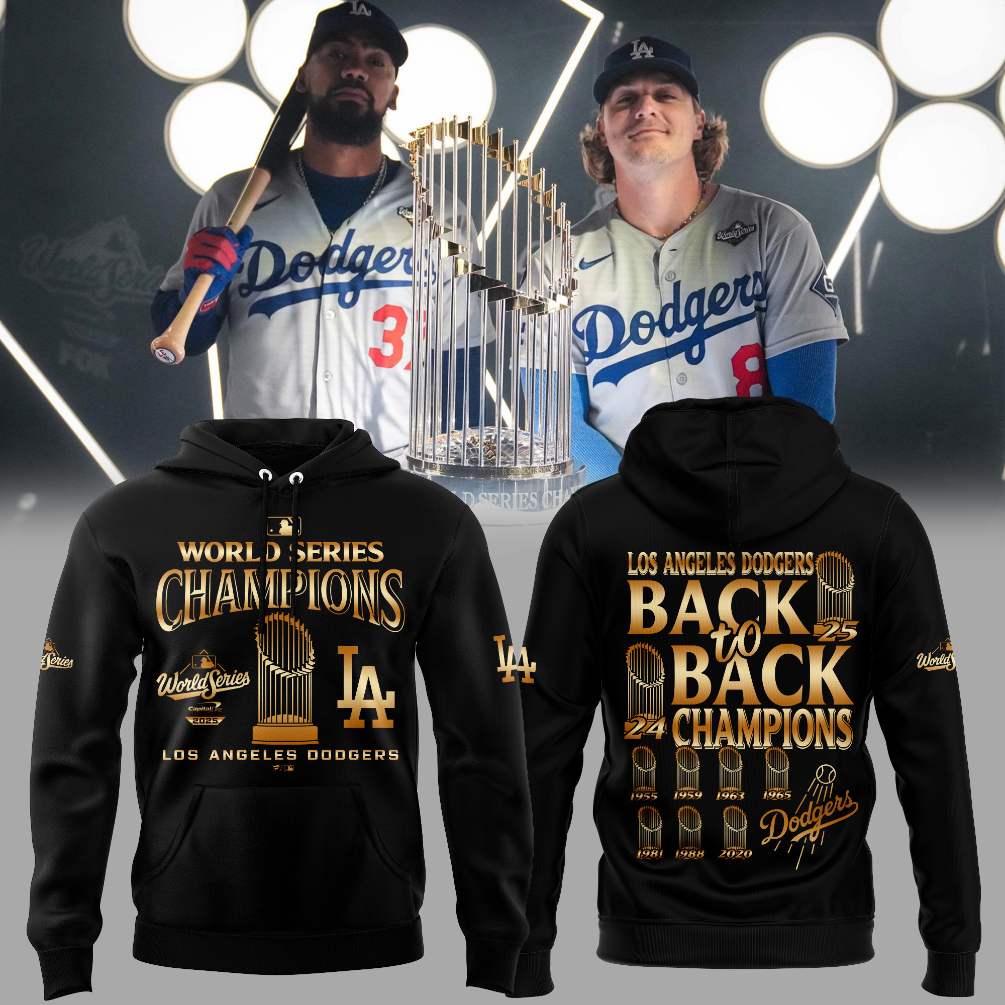 Los Angeles Dodgers World Series Champions Hoodie Back To Back Champions Sportswear-1 Los Angeles Dodgers World Series Champions Hoodie Back To Back Champions Sportswear-1