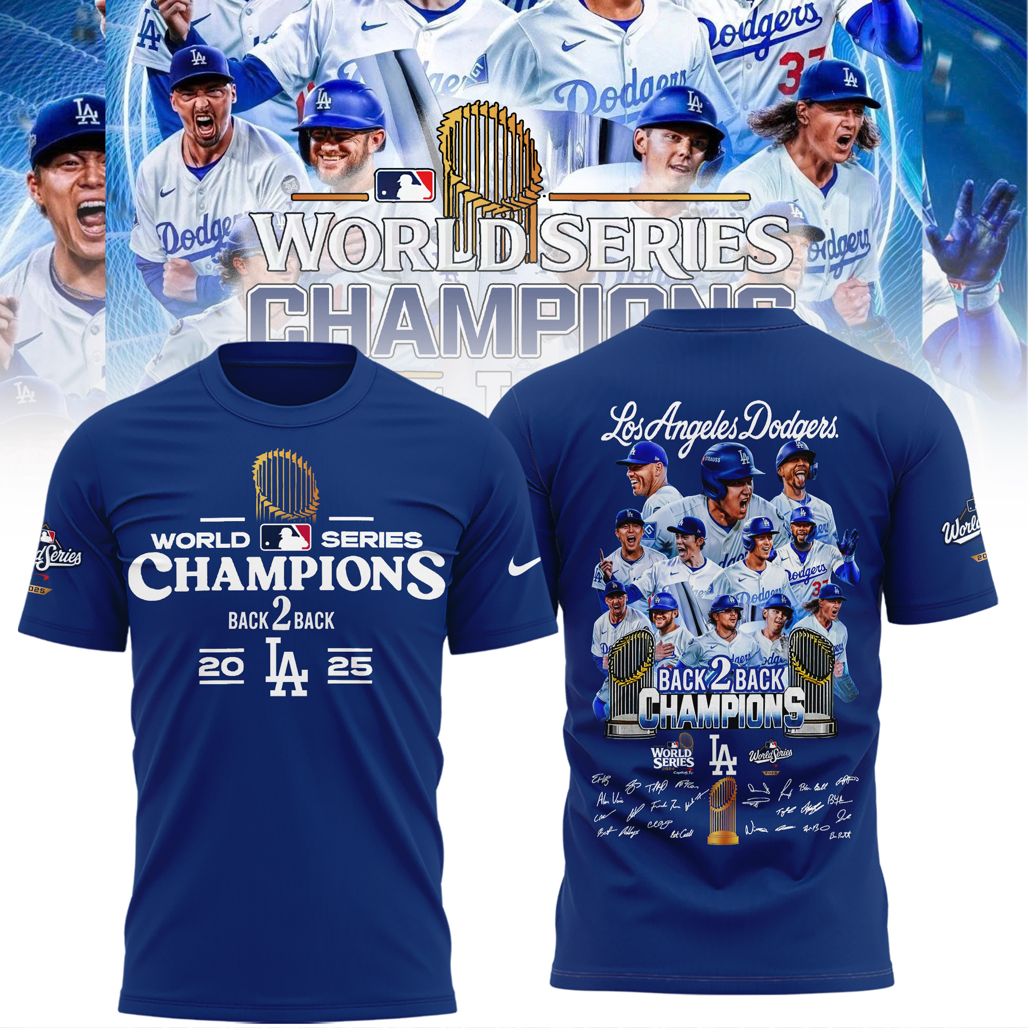 Los Angeles Dodgers World Series Champions Tee Shirt Back 2 Back 2025 Best Baseball Gifts-1