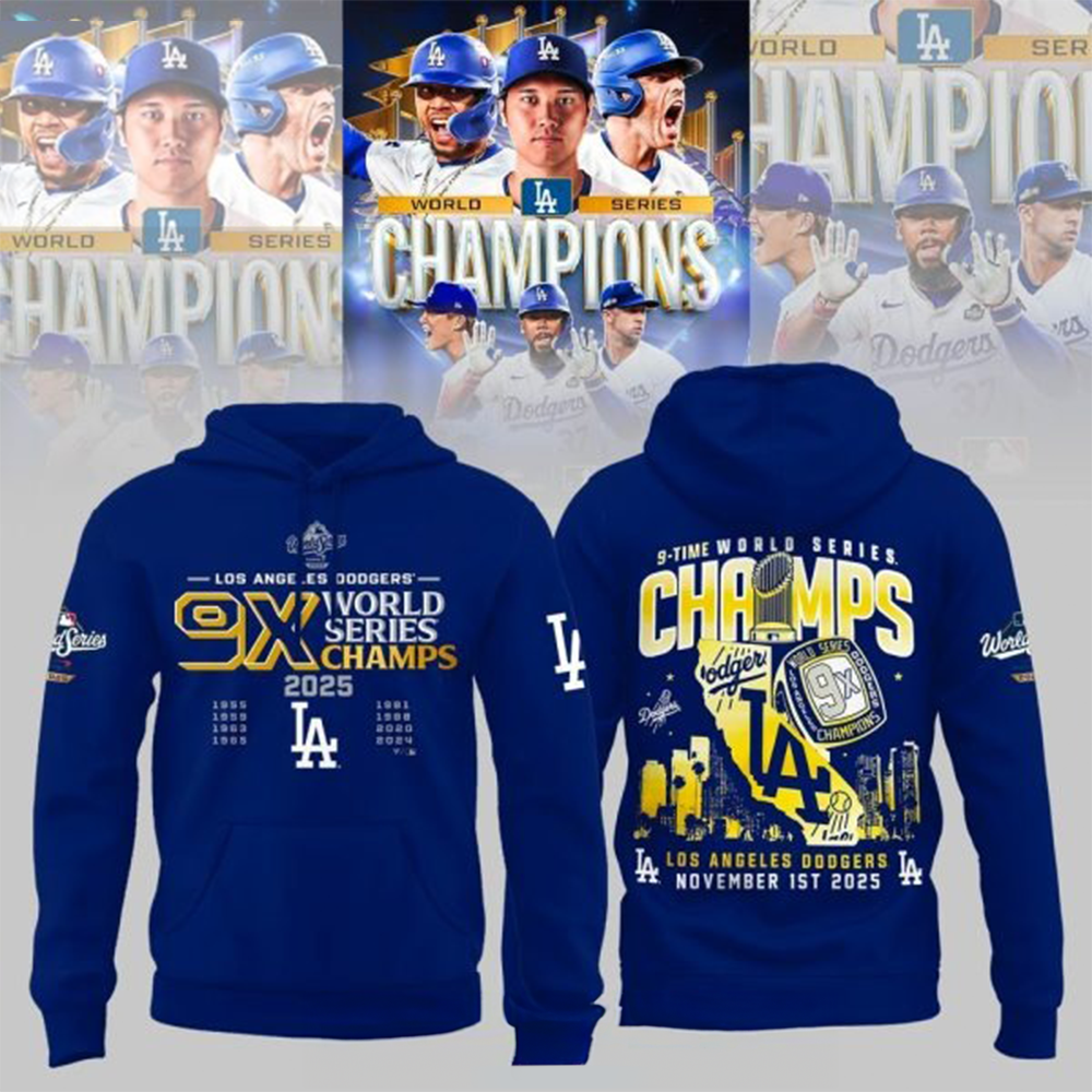 Los Angeles Dodgers World Series Hoodie 9X World Series Champs LA Dodgers Apparel Gifts Idea-1