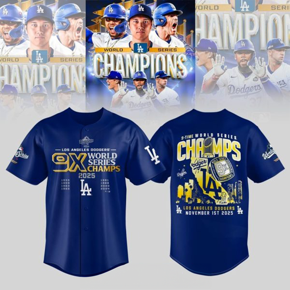 Los Angeles Dodgers World Series Jersey 9X World Series Champs LA Dodgers Clothing Gifts-1
