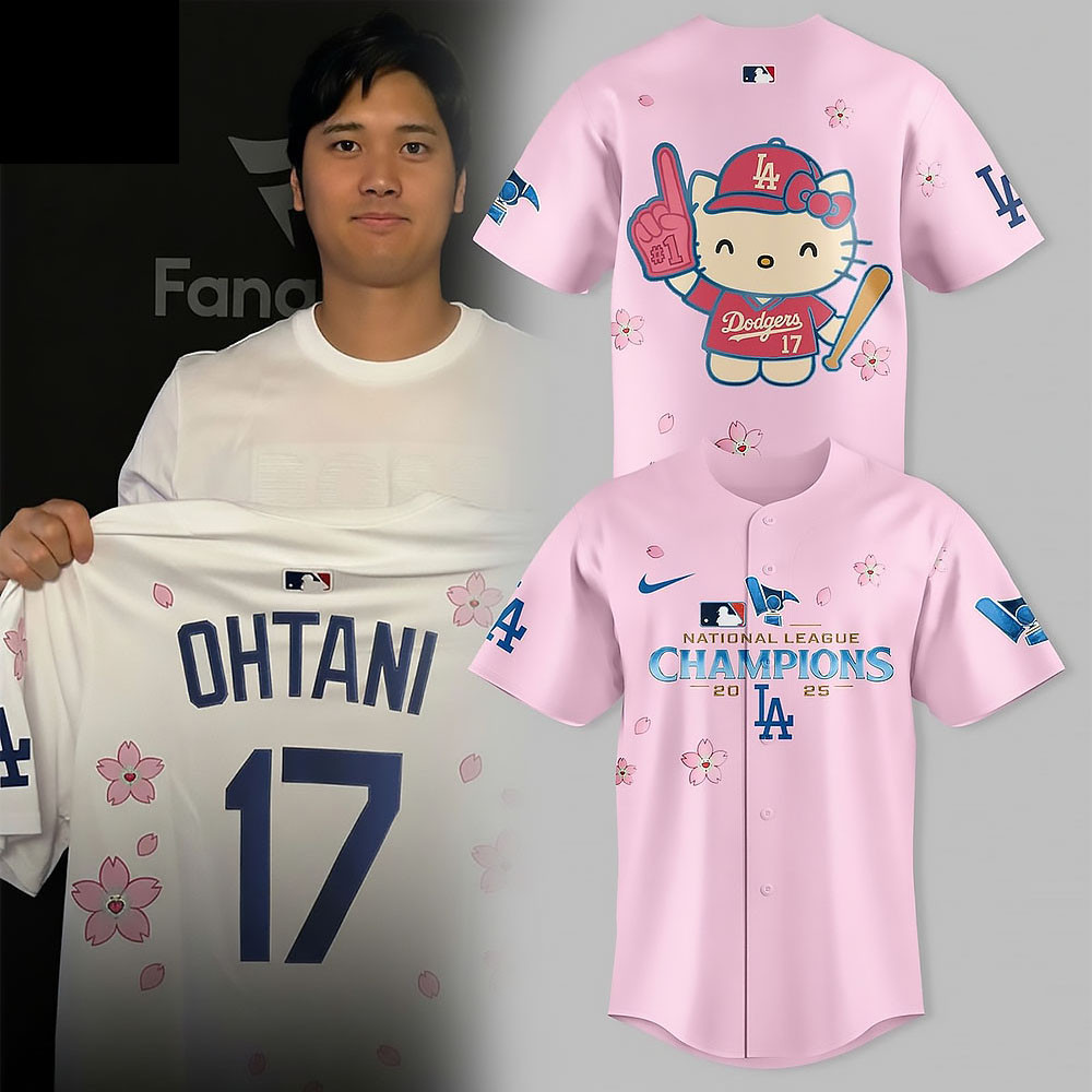Los Angeles Dodgers X Hello Kitty Baseball Jersey 2025 NLCS Champions Jersey Dodgers Fans Gifts-1