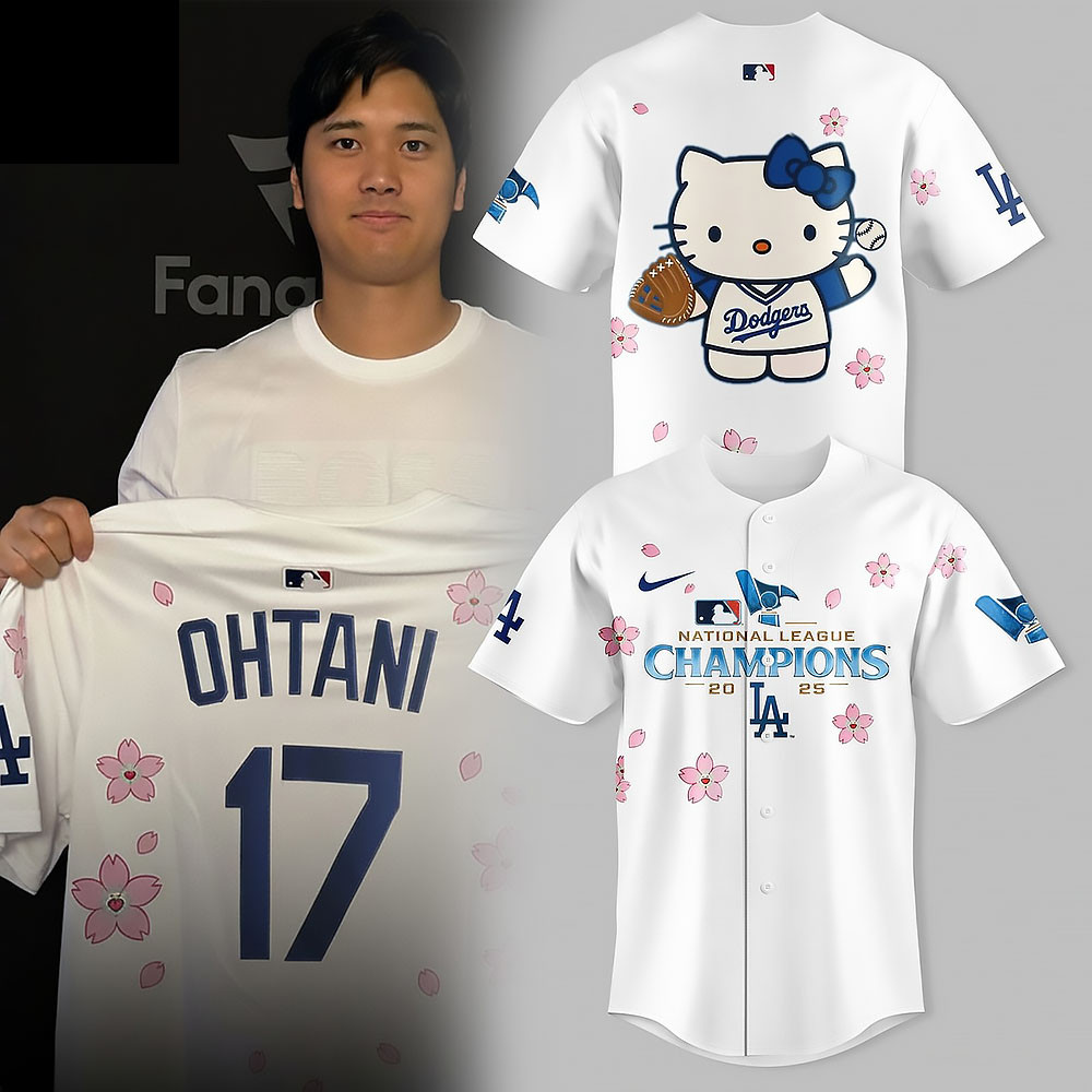 Los Angeles Dodgers X Hello Kitty Baseball Jersey 2025 National League Champions Merch Gifts-1