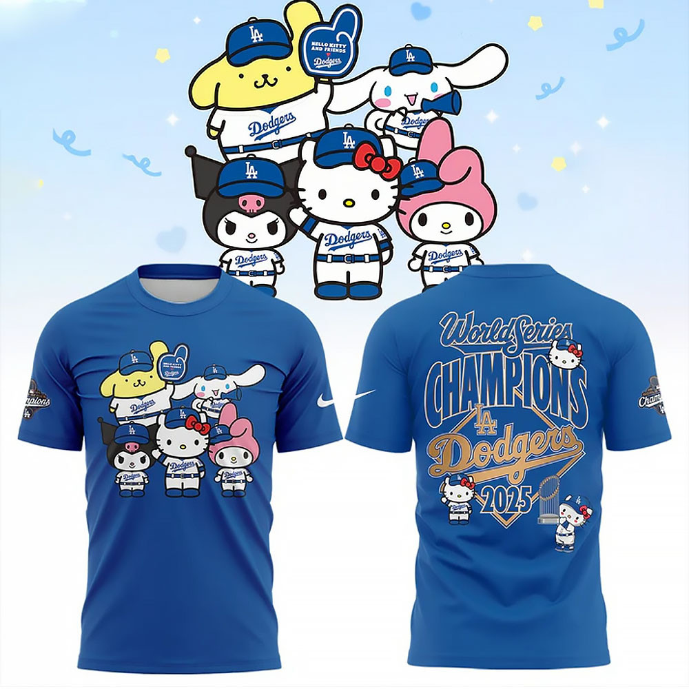 Los Angeles Dodgers X Kitty T-Shirt LA Dodgers World Series Merch 2025 Baseball Game Day Gifts-1