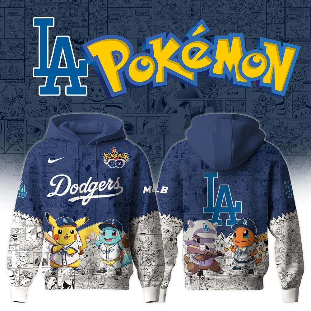 Los Angeles Dodgers X Pokemon Go Hoodie MLB Fan Merch Gifts For Baseball Lovers-1