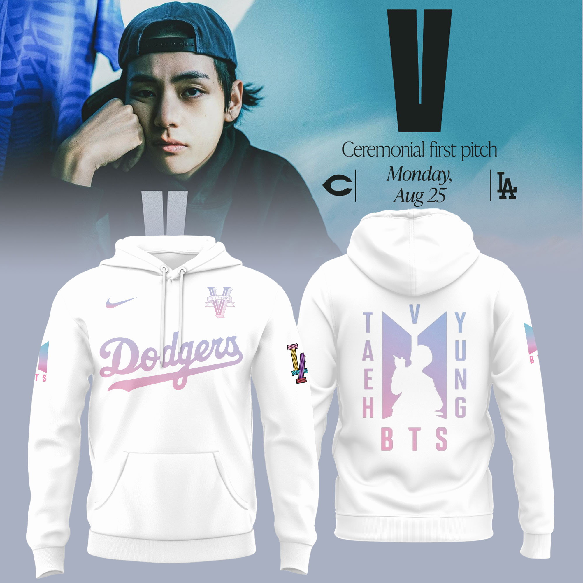 Los Angeles Dodgers X V BTS Hoodie Dodger World Series Merch Sport Day Baseball Fans Gifts-1 Los Angeles Dodgers X V BTS Hoodie Dodger World Series Merch Sport Day Baseball Fans Gifts-1