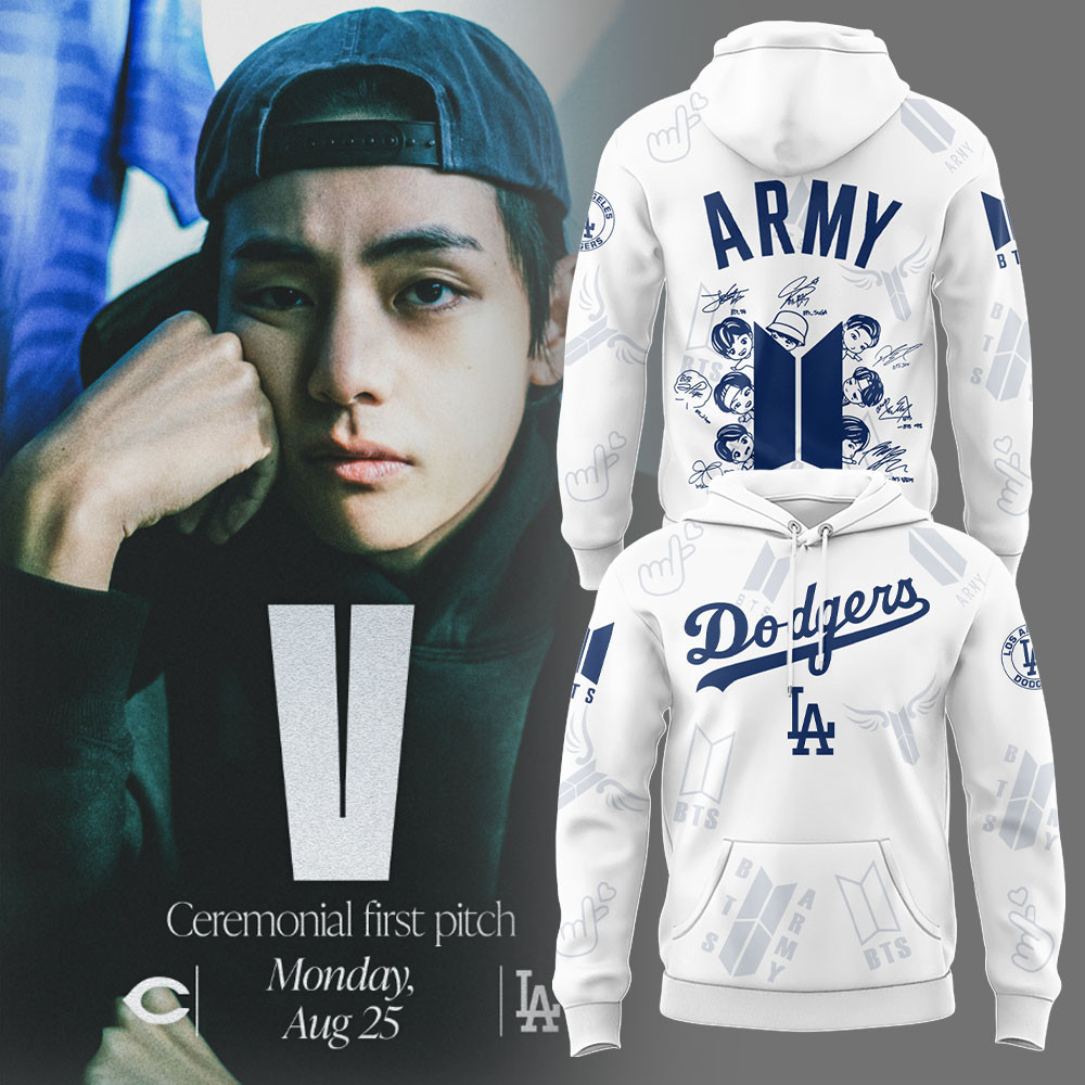 Los Angeles Dodgers X V BTS Hoodie Taehyung Ceremonial First Pitch Best Gifts For Army-1 Los Angeles Dodgers X V BTS Hoodie Taehyung Ceremonial First Pitch Best Gifts For Army-1