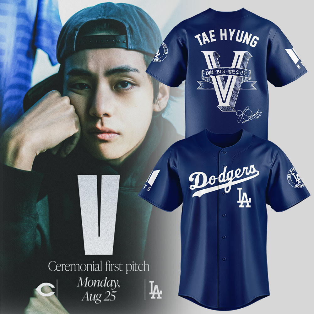 Los Angeles Dodgers X V BTS Jersey Taehyung Apparel Dodgers Championships Gifts For Army-1