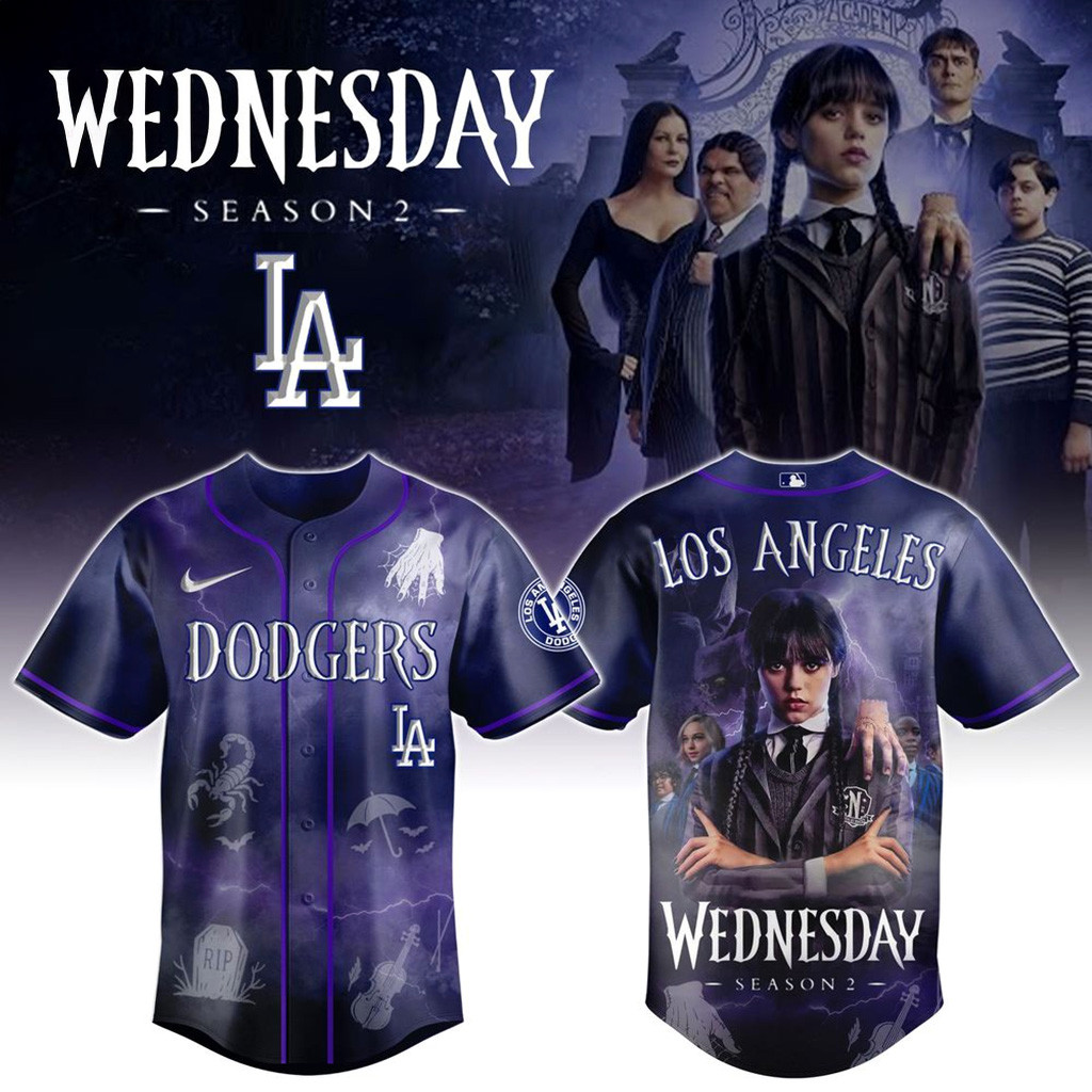 Los Angeles Dodgers X Wednesday Season 2 Jersey 2025 Dodgers Merch Gift For Her-1