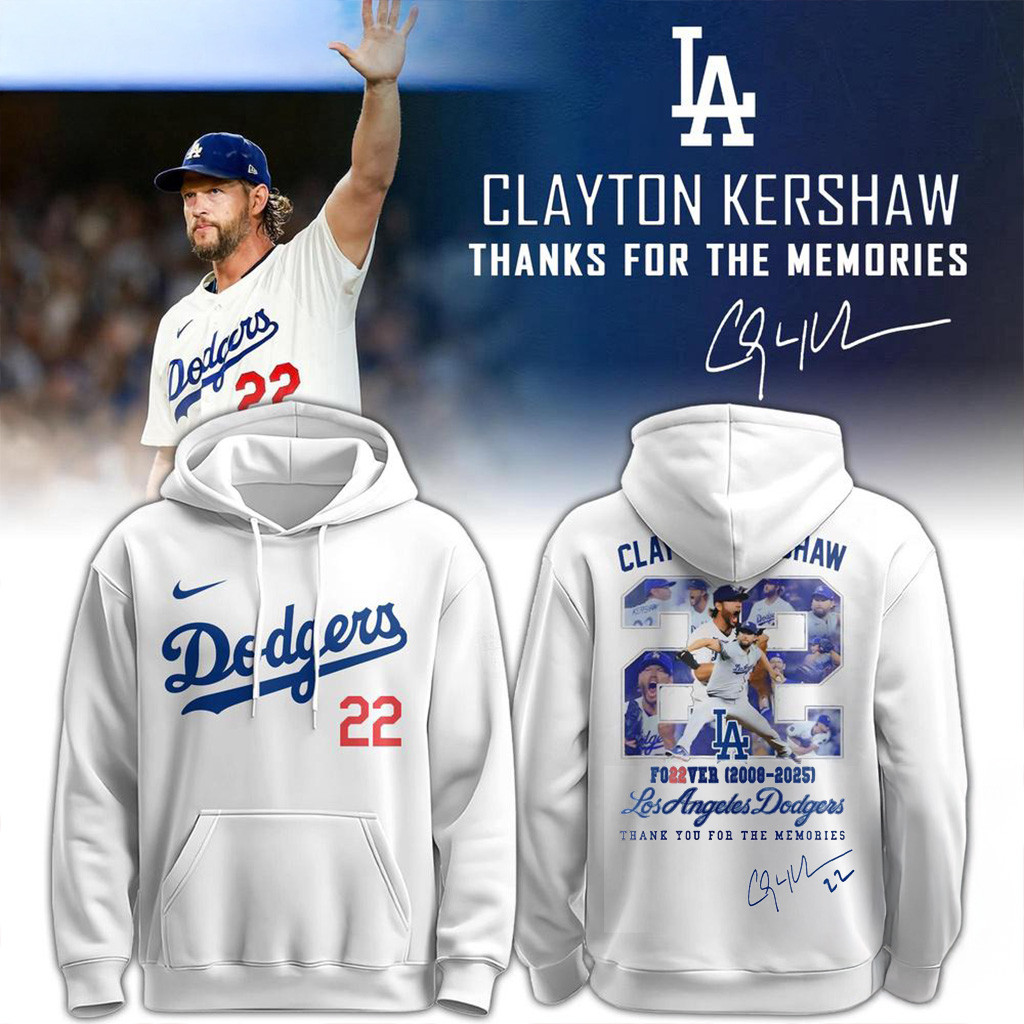 Los Angeles Dodgers x Clayton Kershaw Thanks For The Memories Hoodie Dodgers Merch-1