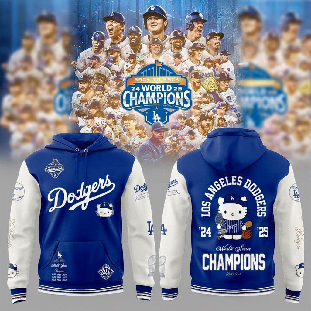 Los Angeles Dodgers x Kitty 2025 World Series Champions Hoodie Dodgers Merch Gifts For Fans-1