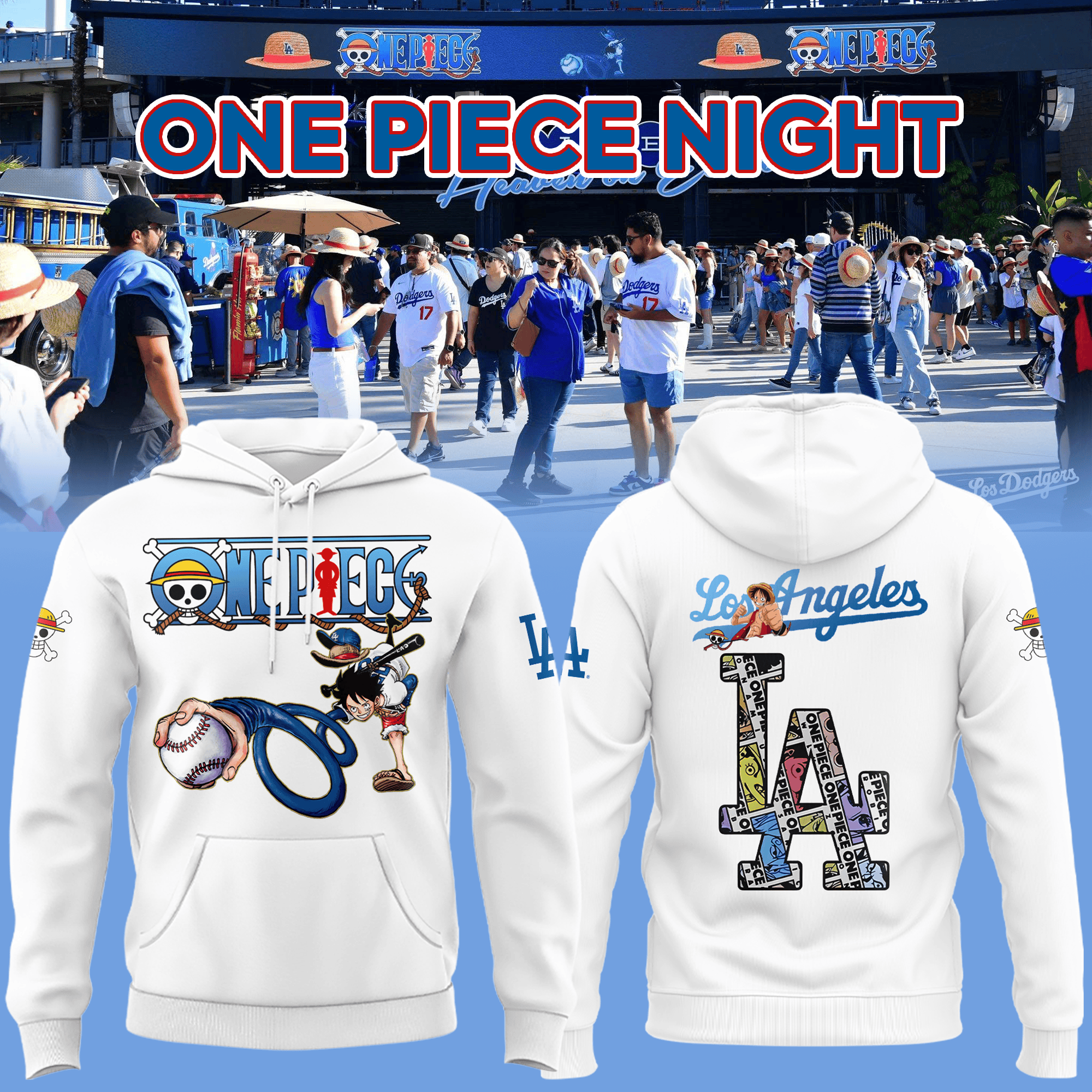 Los Angeles Dodgers x One Piece Night Hoodie Baseball Merch Manga Lover Gifts-1