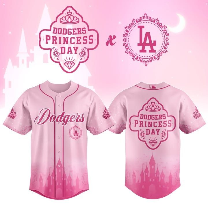 Los Angeles Dodgers x Princess Day Jersey Pink MLB LA Dodgers Fan Merch Gifts For Her-1 Los Angeles Dodgers x Princess Day Jersey Pink MLB LA Dodgers Fan Merch Gifts For Her-1