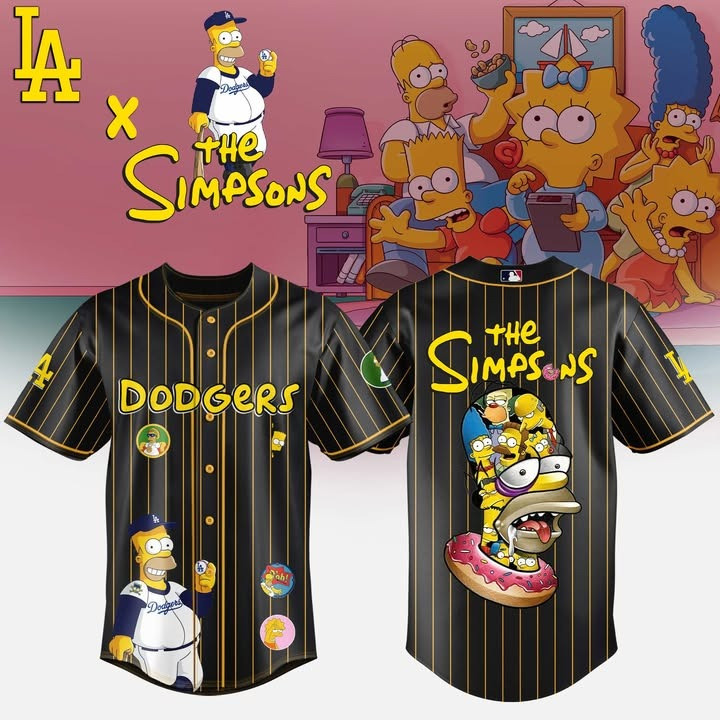 Los Angeles Dodgers x The Simpsons Jersey MLB Merch Gifts For Baseball Fans Lovers-1