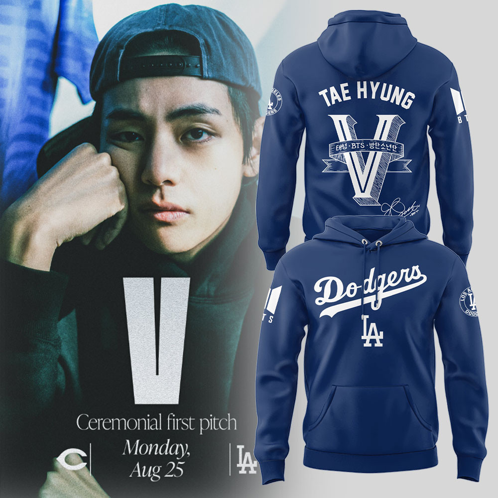 Los Angeles Dodgers x V BTS Hoodie Dodgers Merch Taehyung V BTS Signature Gifts-1