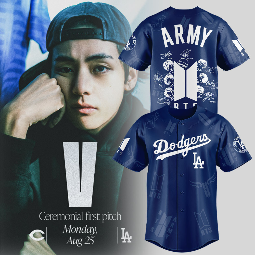 Los Angeles Dodgers x V BTS Jersey Army BTS Baseball Merch SIgnature Shirt Army Fan Gifts-1 Los Angeles Dodgers x V BTS Jersey Army BTS Baseball Merch SIgnature Shirt Army Fan Gifts-1