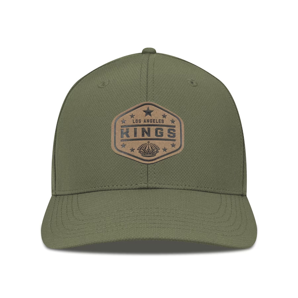 Los Angeles Kings Levelwear Olive Rise Faux Leather Patch Flex Hat Best Gifts For Hockey Lovers-1 Los Angeles Kings Levelwear Olive Rise Faux Leather Patch Flex Hat Best Gifts For Hockey Lovers-1