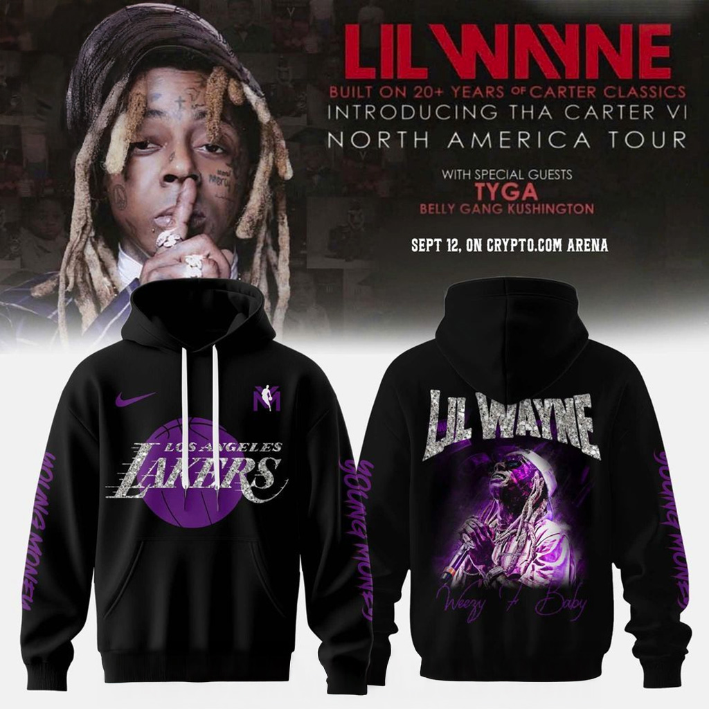 Los Angeles Lakers X Lil Wayne X Tha Carter Vi Courtside Hoodie Lakers Merch Gift For Fans-1