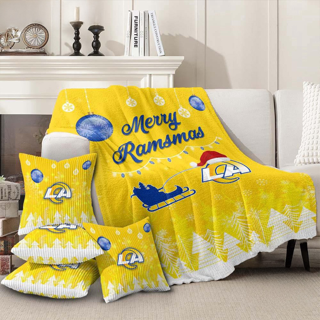 Los Angeles Rams Football 2025 NFL Christmas Blanket Rams Merch Christmas Home Decorations-1