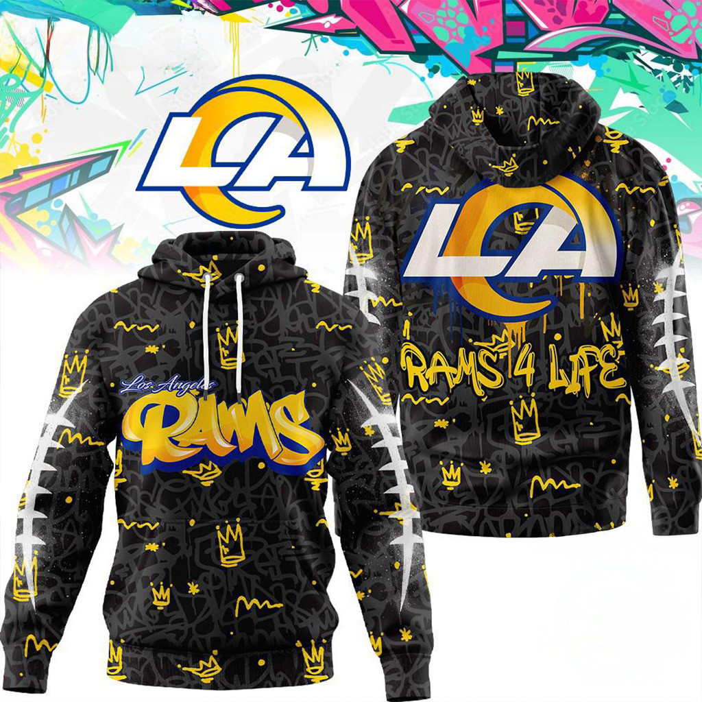Los Angeles Rams NFL Special Graffiti My Team 4 Life Hoodie Rams Merch Xmas Gifts For Father-1