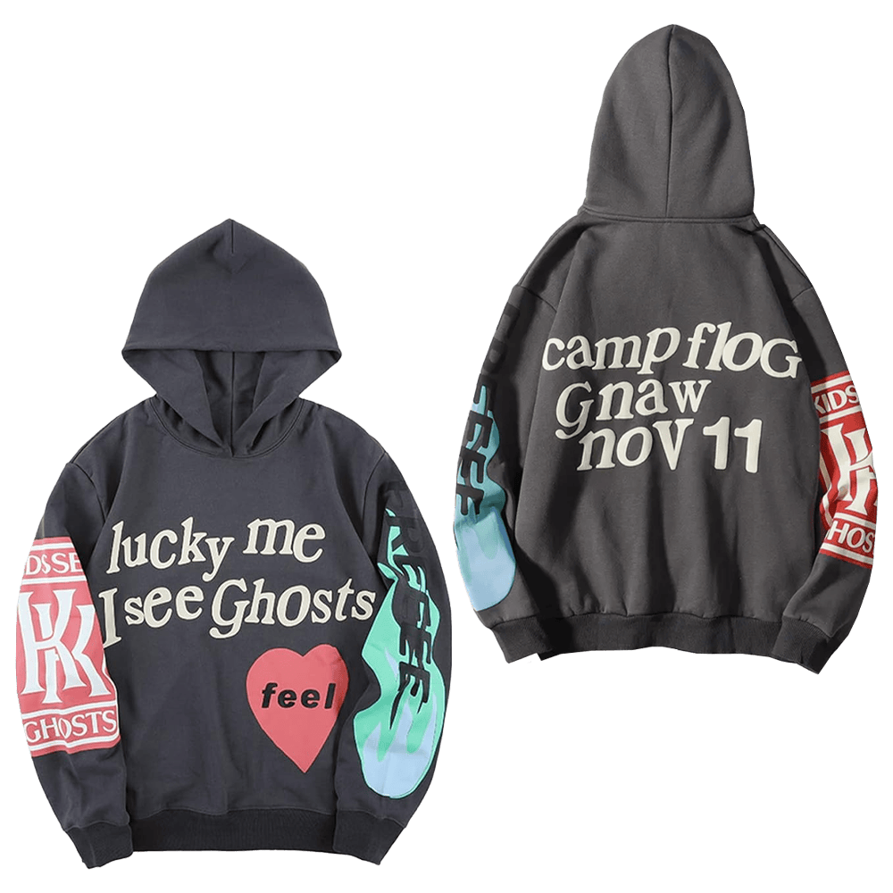 Lucky Me I See Ghosts Hoodie Cute Streetwear Gift Idea For Girlfriend Who Loves Kanye-1