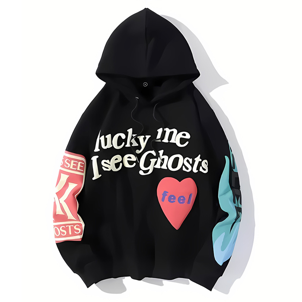Lucky Me I See Ghosts Hoodie Kanye West Merch Black I See Ghosts Hoodie Apparel-1