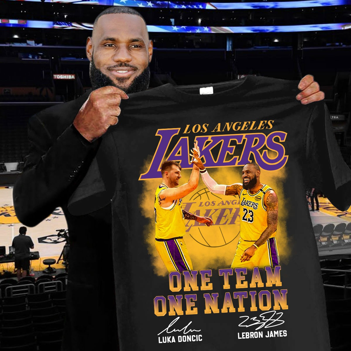Luka Doncic Lebron James Lakers T-Shirt One Team One Nation Best Gifts For Lakers Fans-1