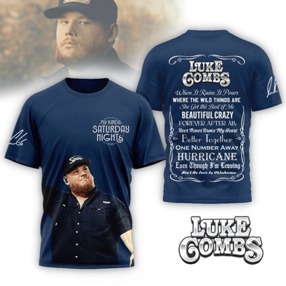 Luke Combs My Kinda Saturday Night Tour 2025 T-Shirt Tracklist Tee Luke Combs Lovers Gifts-1