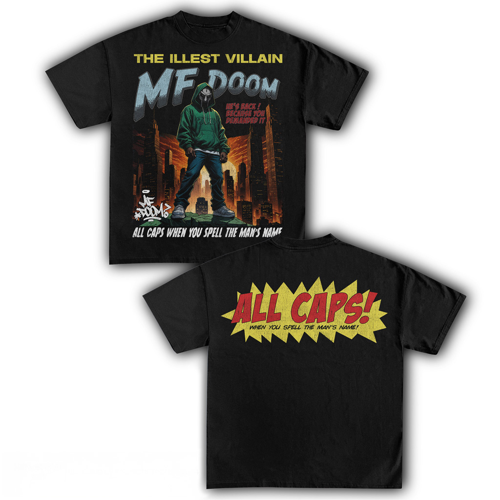 MF Doom The Illest Villain All Caps T-shirt MF Doom Merch Gifts For Music Lovers-1