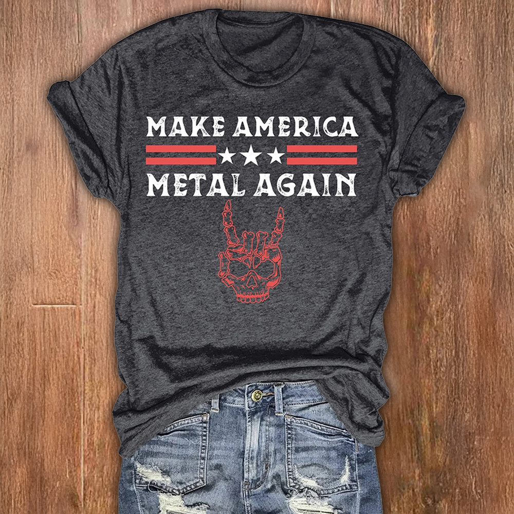 Make America Metal Again T-Shirt Womens Gifts For Metallica Fans For Her-1