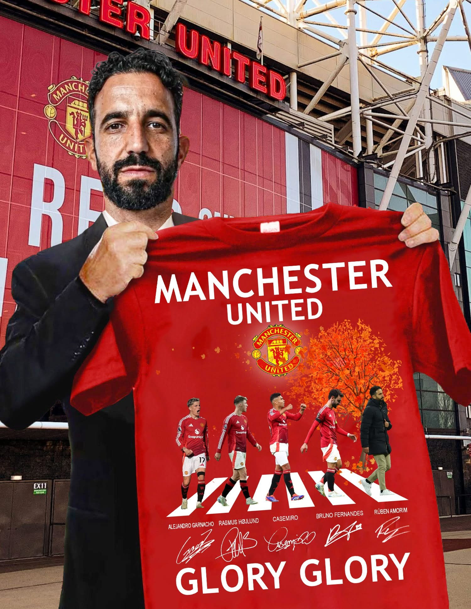 Manchester United Glory Glory T-Shirt Merch Red Manchester United Fan Gifts For Him-1