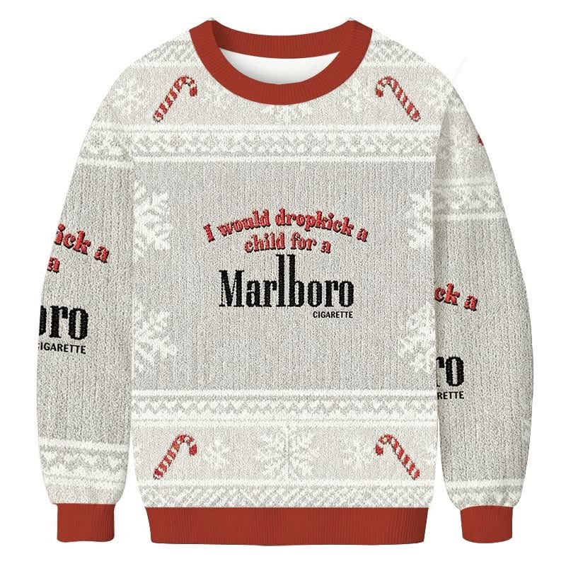 Marlboro Ugly Christmas Sweaters I Would Dropkick A Child For A Marlboro Cigarette-1