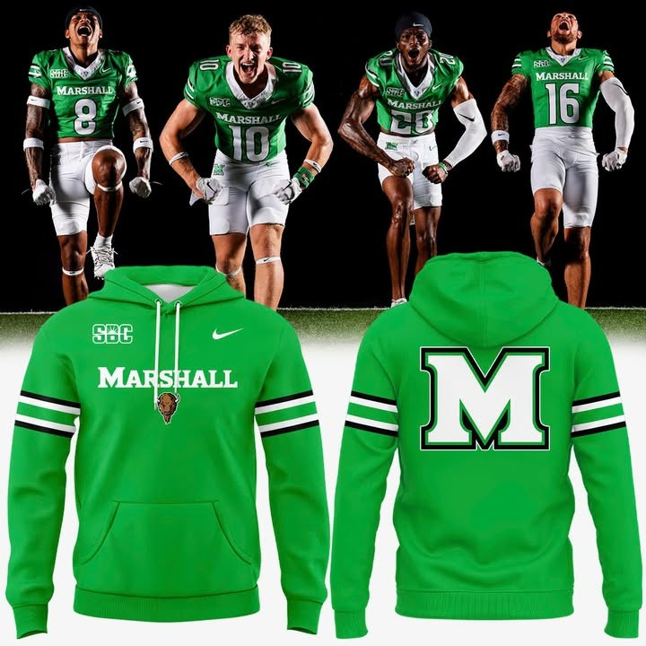 Marshall Thundering Herd Football Hoodie Special Edition Uniform Green Hoodie Fan Merch-1 Marshall Thundering Herd Football Hoodie Special Edition Uniform Green Hoodie Fan Merch-1