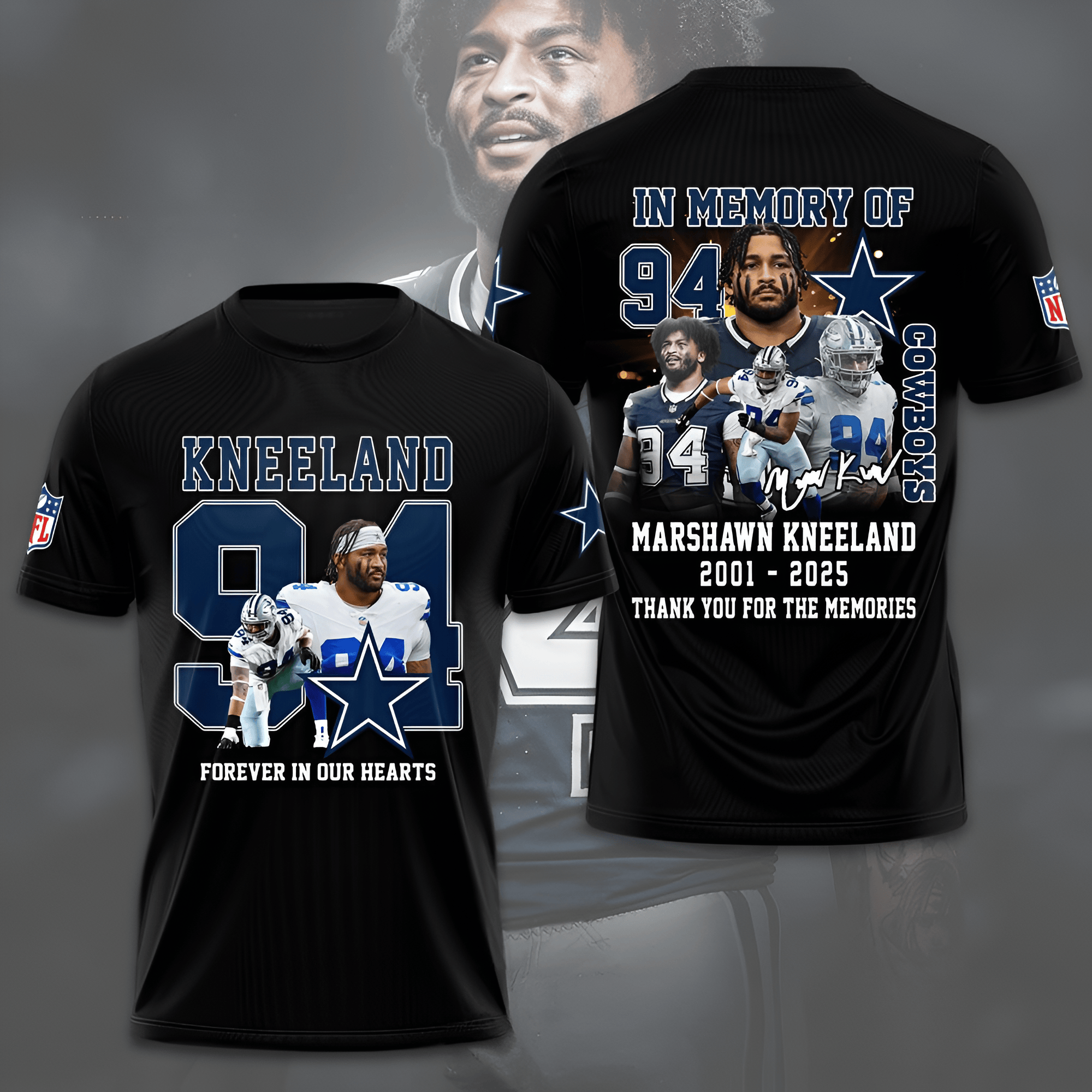Marshawn Kneeland Dallas Cowboy T-Shirt 2001 2025 Forever In Our Hearts Kneeland Fans Gifts-1